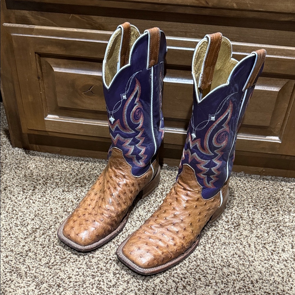 Genuine Ostrich Justin Brand Western Boots Size 9B